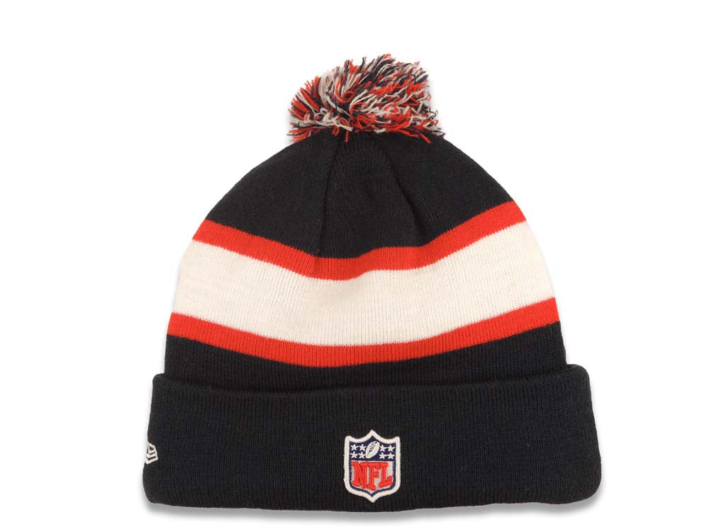 Houston Texans New Era NFL Cuffed Pom Beanie/Knit Hat Navy Blue/Red/White Crown/Visor Team Color Logo