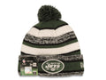 New Yourk Jets New Era Cuffed Pom Sideline Beanie/Knit Hat Green/Black/White Crown/Visor Team Color Logo