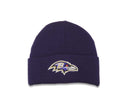 Baltimore Ravens New Era NFL Cuffed Basic Knit Beanie Purple Crown/Visor Team Color Logo