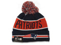 New England Patriots New Era NFL Cuffed Pom Coach Knit Beanie Hat Navy/Red/White Crown/Visor Team Color Logo