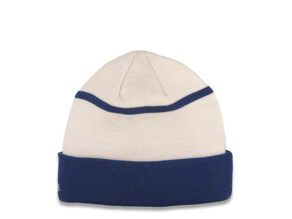 Indianapolis Colts New Era NFL Cuffed Block Knit Beanie Hat White/Royal Blue Crown/Visor White Logo