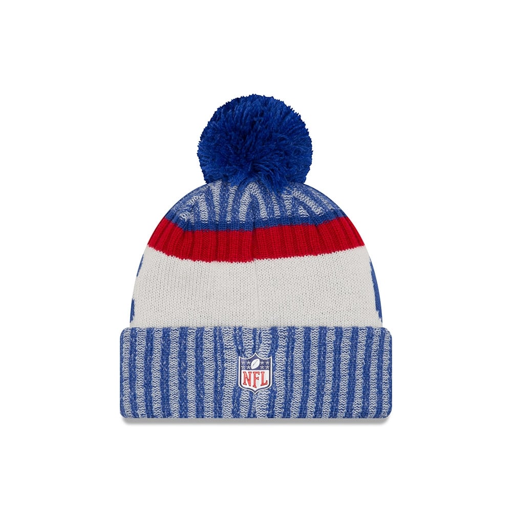 New York GIANTS New Era Cuffed Pom Knit Beanie Royal Blue/Red Crown/Cuff Team Color Logo (2017 Sideline)