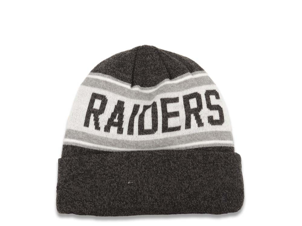 Oakland Raiders New Era NFL Cuffed Stated A4 Knit Beanie Hat Black/White Crown/Visor Team Color Logo