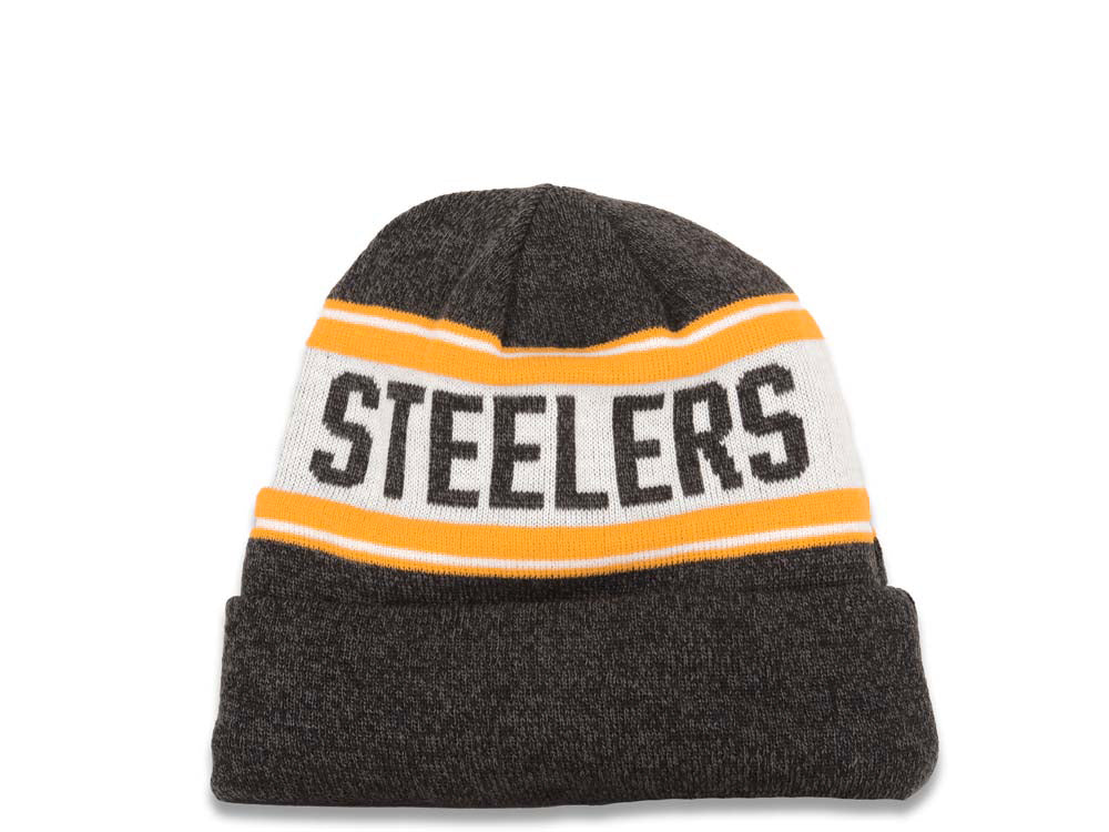 Pittsburgh Steelers New Era NFL Cuffed Stated A4 Knit Beanie Hat Black/Yellow/White Crown/Visor Team Color Logo