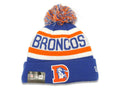 Denver Broncos New Era NFL Cuffed Pom Knit Beanie Hat Sky Blue/White/Yellow Crown/Visor Team Color Logo