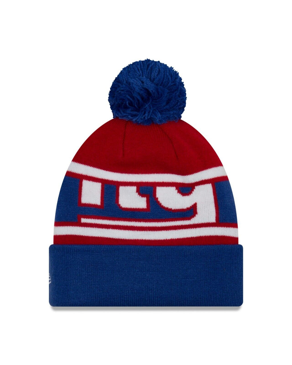 New York Giants New Era NFL Call Out Cuffed Pom Knit Hat Red/White/RoyL Blue Crown/Visor Team Color Logo