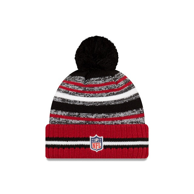 Arizona Cardinals New Era NFL 2021 Sideline Sport Official Cuffed Pom Knit Black/White/Red Team Color Logo