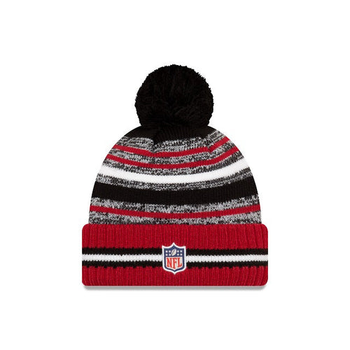 Arizona Cardinals New Era NFL 2021 Sideline Sport Official Cuffed Pom Knit Black/White/Red Team Color Logo