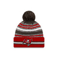 Tampa Bay Buccaneers New Era NFL Cuffed Pom Knit 2021 Sideline Hat Red/Dark Gray/White Crown/Cuff Team Color Logo