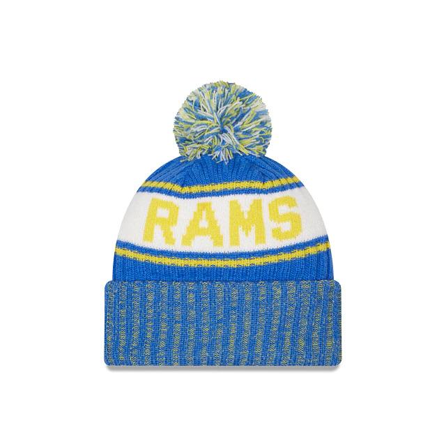 Los Angeles Rams New Era NFL Cuffed Pom Knit Beanie Sky Blue/Yellow (Knitmarl)