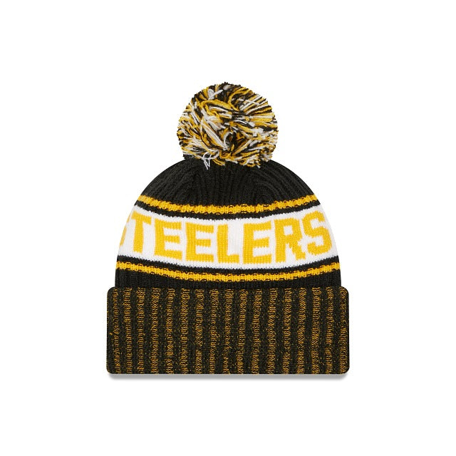 Pittsburgh Steelers New Era NFL Cuffed Pom Knit Yellow/White Team Color Logo (Knit Marl)
