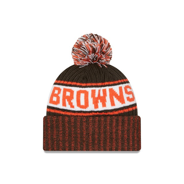 Cleveland Browns New Era NFL Cuffed Pom Knit Hat Brown Team Color (Knit Marl)