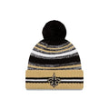 New Orleans Saints New Era NFL 2021 Sideline Sport Official Pom Cuffed Knit Beanie Wheat/Black Team Color