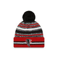 Atlanta Falcons New Era NFL 2021 Sideline Sport Official Cuffed Pom Knit Black/Red/White Team Color Retro Logo