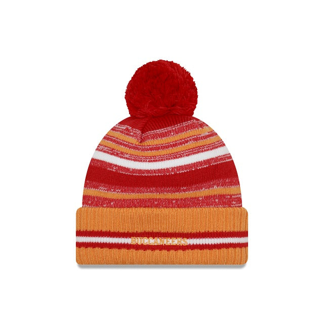 Tampa Bay Buccaneers New Era NFL 2021 Sport Official Cuffed Pom Knit Red/Orange/White Team Color Retro Logo