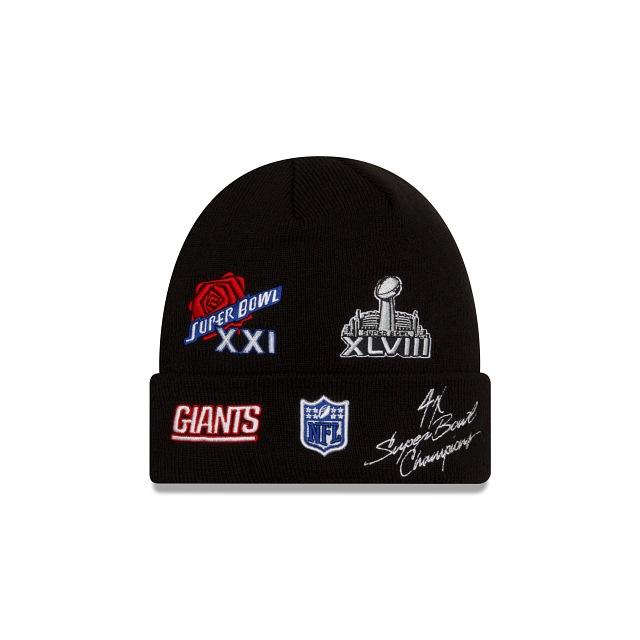 New York Giants New Era NFL Cuffed Knit Beanie Black Team Color Logo (Super Bowl Champions)