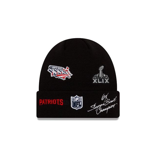 New England Patriots New Era NFL Cuffed Knit Beanie Black Team Color Logo (Super Bowl Champions)