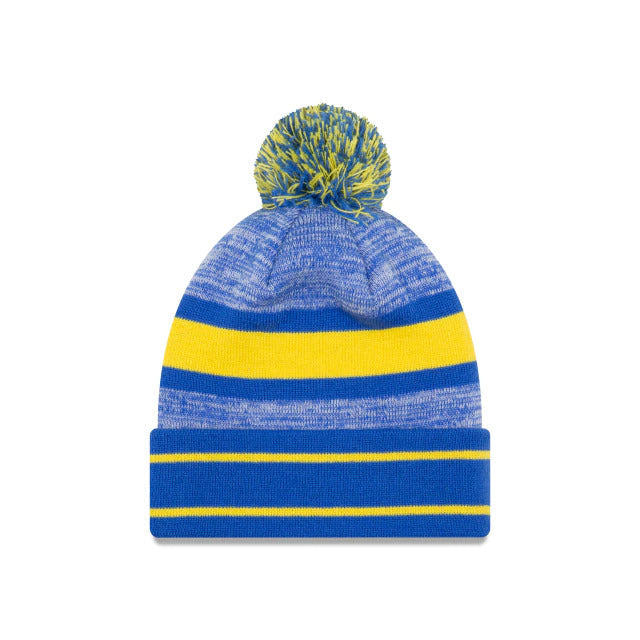 Los Angeles Rams New Era NFL Cuffed Pom Knit Hat Royal Blue/Yellow Team Color Logo