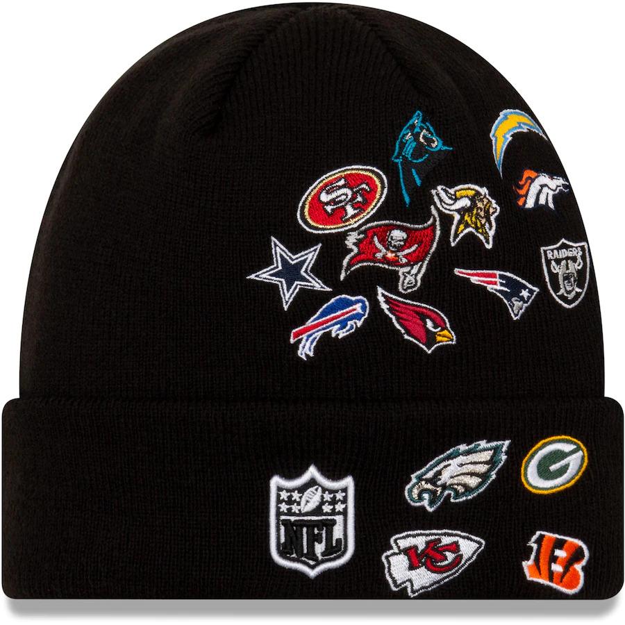 New Era NFL Cuff Knit Hat Black All Teams League Overload