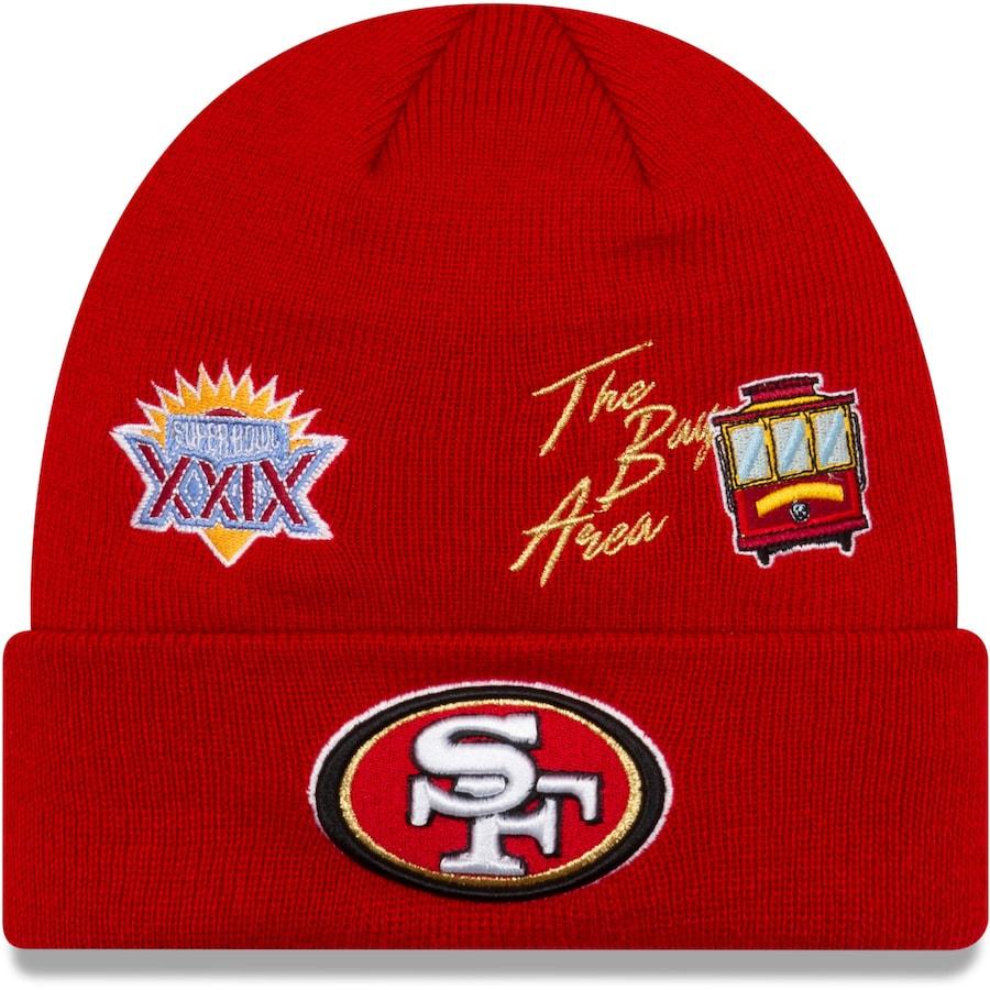 San Francisco 49ers New Era NFL Cuff Knit Team Color Red Crown/Cuff Team Color Logo Super Bowl XXIX City Transit