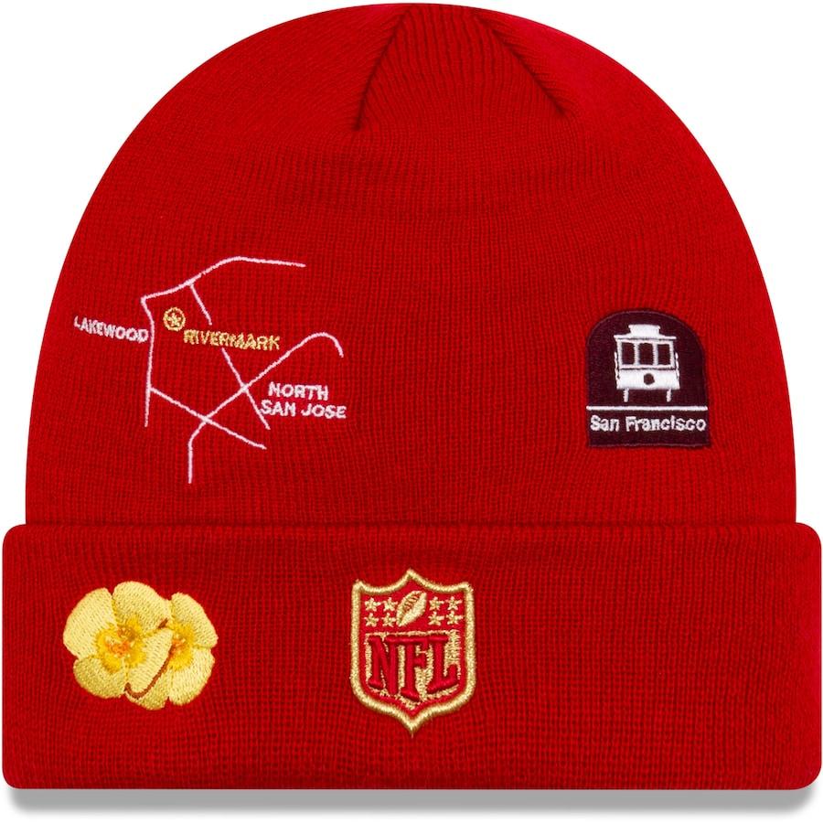 San Francisco 49ers New Era NFL Cuff Knit Team Color Red Crown/Cuff Team Color Logo Super Bowl XXIX City Transit