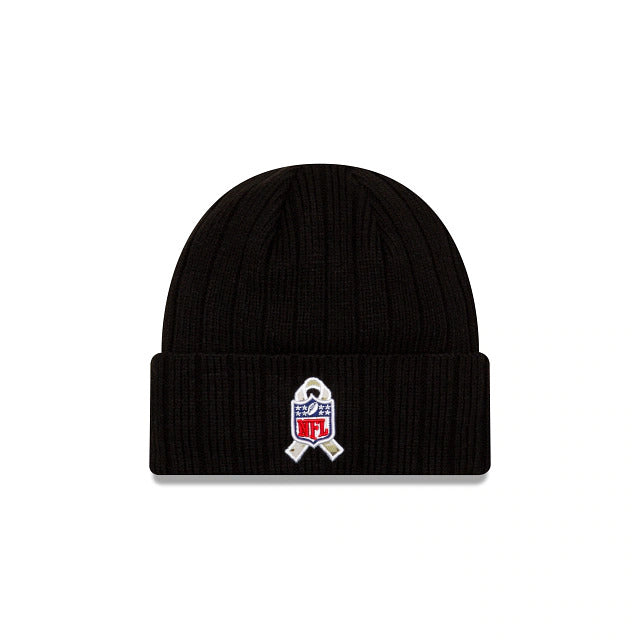 Baltimore Ravens New Era NFL Cuffed Knit Beanie 2021 Salute To Service Hat Black Crown Patch Logo