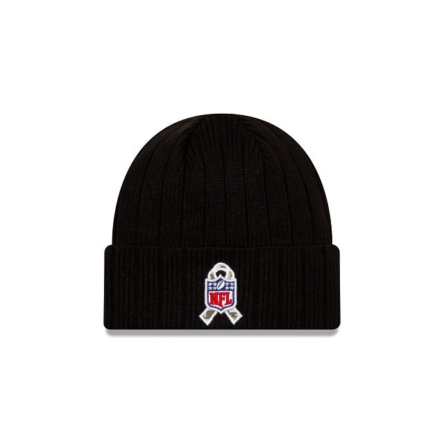 Green Bay Packers New Era NFL Cuffed Knit Beanie 2021 Salute To Service Hat Black Crown Patch Logo