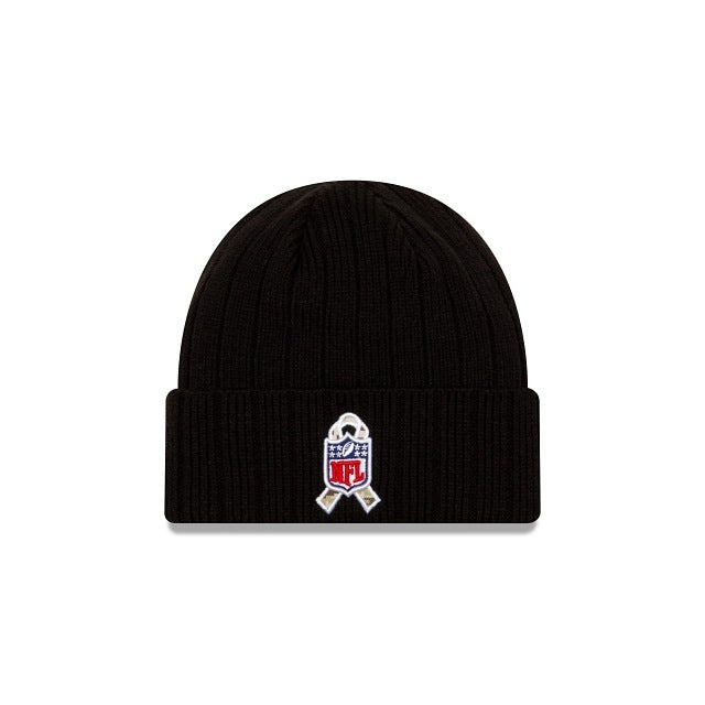 Philadelphia Eagles New Era NFL Cuffed Knit Beanie 2021 Salute To Service Hat Black Crown Patch Logo