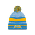 Los Angeles Chargers New Era NFL Cuffed Pom Knit Hat Sky Blue/Yellow Crown Team Color Logo