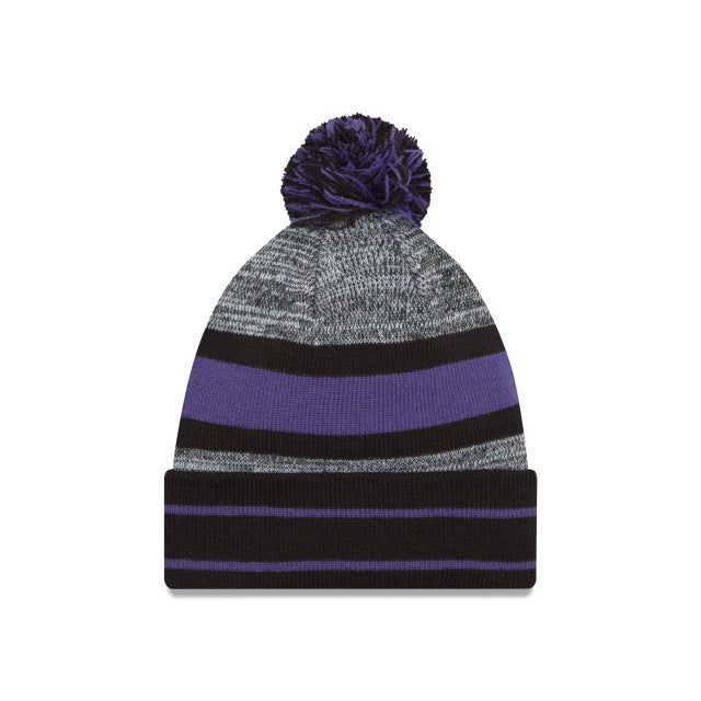 Baltimore Ravens New Era NFL Cuffed Pom Knit Hat Purple/Black Crown Team Color Logo