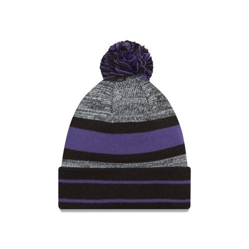 Baltimore Ravens New Era NFL Cuffed Pom Knit Hat Purple/Black Crown Team Color Logo