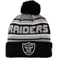 Las Vegas Raiders New Era Cuffed Pom Knit Hat Gray/Black Crown/Visor Team Color Logo (Knit Cheer)