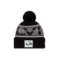 Los Angeles Rams New Era NFL Cuffed Pom Knit Hat Gray/Black Crown/Visor Team Color Logo Super Bowl LVI
