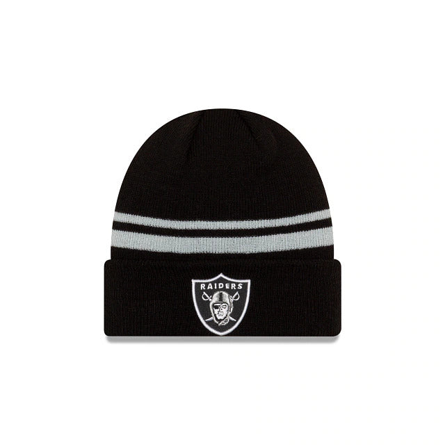 Las Vegas Raiders New Era Cuffed Knit Beanie Cuff Hat Black/Gray Crown/Visor Team Color Logo