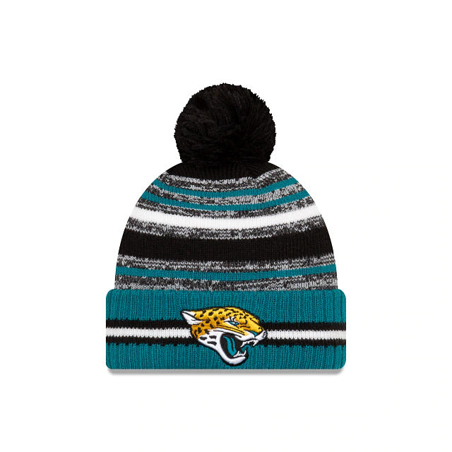 Jacksonville Jaguars New Era NFL Cuffed Pom Knit Black/Blue/White Team Color Logo