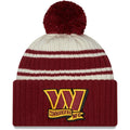 Washington Redskins New Era NFL Cuffed Pom Knit Beanie Hat Cream/Maroon Crown/Visor Team Color Logo (2022 Sideline)