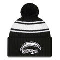 Los Angeles Chargers New Era NFL Cuffed Pom Knit Beanie Hat ream/Black Crown/Visor Team Color Logo (2022 Sideline)