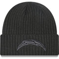 Los Angeles Chargers New Era NFL Cuffed Knit Beanie Hat Dark Gray Crown/Visor Dark Gray Logo