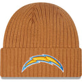 Los Angeles Chargers New Era NFL Cuffed Knit Beanie Hat Light Brown Crown/Visor Team Color Logo