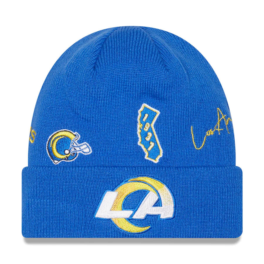Los Angeles Rams New Era NFL Cuffed Knit Beanie Hat Royal Blue Crown/Visor Team Color Logo (Identity)