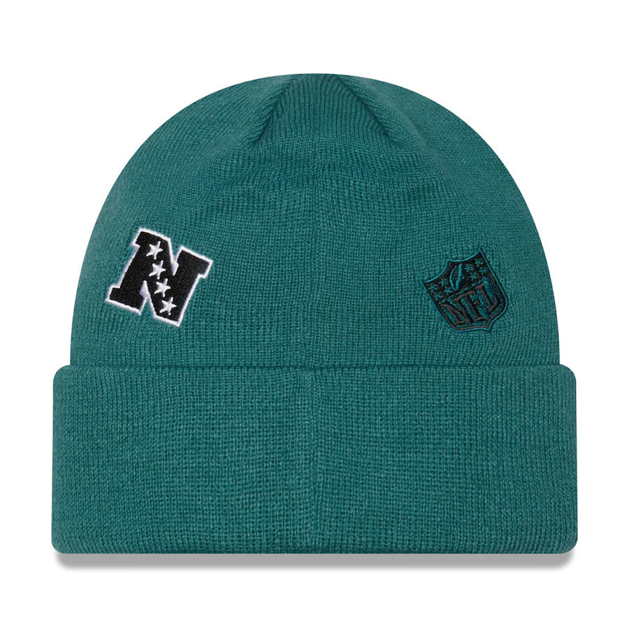 Philadelphia Eagles New Era NFL Cuffed Knit Beanie Hat Green Crown/Visor Team Color Logo (Identity)