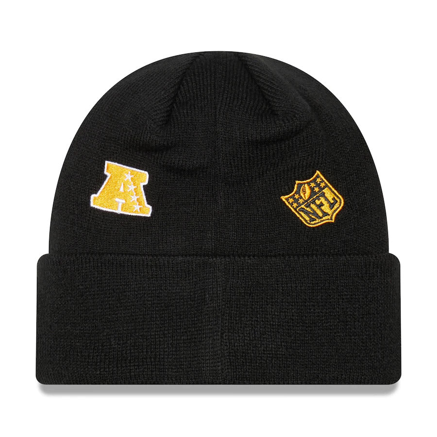 Pittsburgh Steelers New Era NFL Cuffed Knit Beanie Hat Black Crown/Visor Team Color Logo (Identity)
