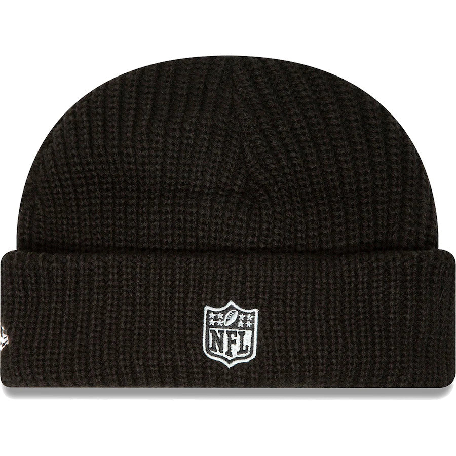 Las Vegas Raiders New Era NFL Cuffed Knit Beanie Hat Black Crown/Visor Team Color Logo (Short Skully)