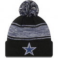 Dallas Cowboys New Era NFL Chilled Cuffed Pom Knit Hat Black/Gray Crown/Visor Team Color Logo