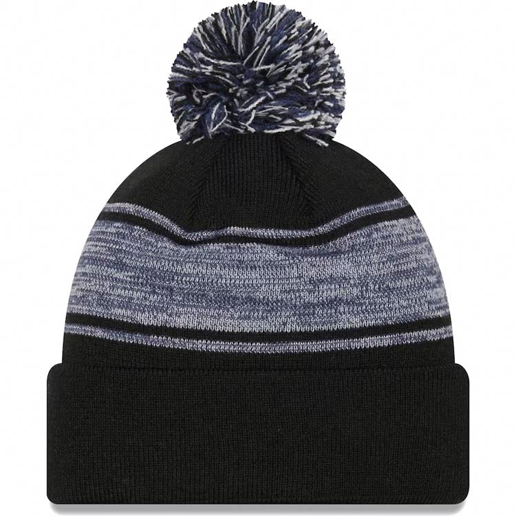 Dallas Cowboys New Era NFL Chilled Cuffed Pom Knit Hat Black/Gray Crown/Visor Team Color Logo