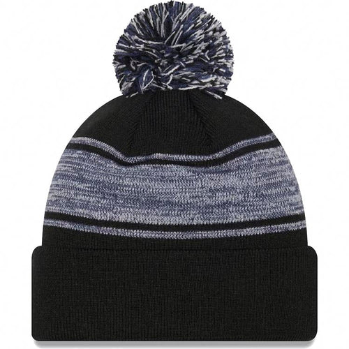 Dallas Cowboys New Era NFL Chilled Cuffed Pom Knit Hat Black/Gray Crown/Visor Team Color Logo