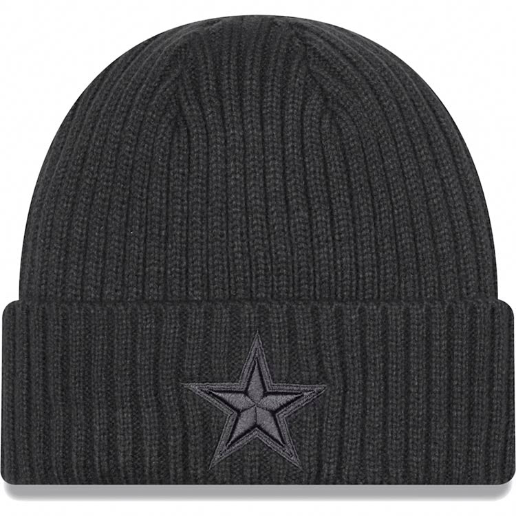 Dallas Cowboys New Era NFL Cuffed Knit Beanie Hat Dark Gray Crown/Visor Dark Gray Logo