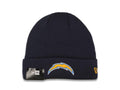 Los Angeles Chargers New Era NFL Cuffed Knit Beanie Hat Navy Crown/Cuff Team Color Logo (Solid Color Knit)