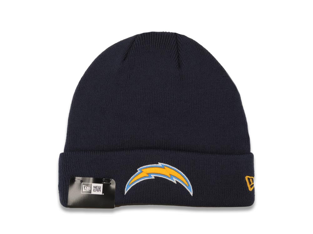 Los Angeles Chargers New Era NFL Cuffed Knit Beanie Hat Navy Crown/Cuff Team Color Logo (Solid Color Knit)