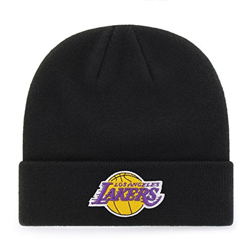 Los Angeles Lakers Adidas NBA Basic Cuffed Knit Beanie Black Crown/Visor Team Color Logo